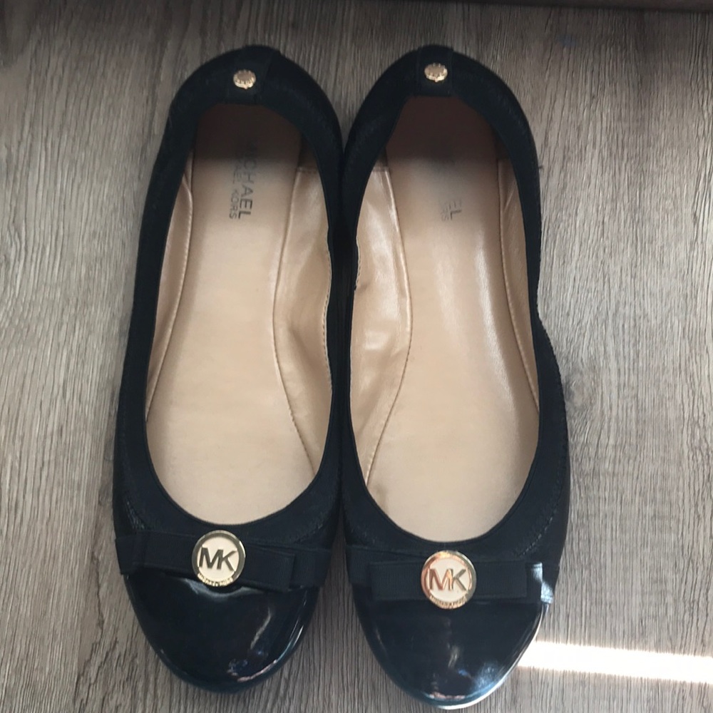 Michael Kors black patent leather flats